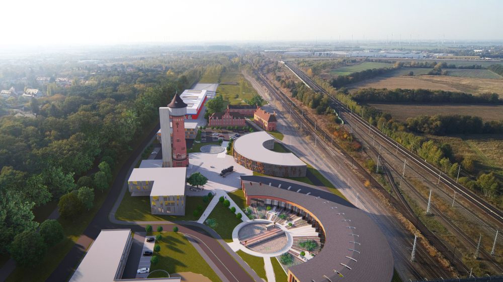 © BTC Gebäude des Bahntechnologie Campus von oben